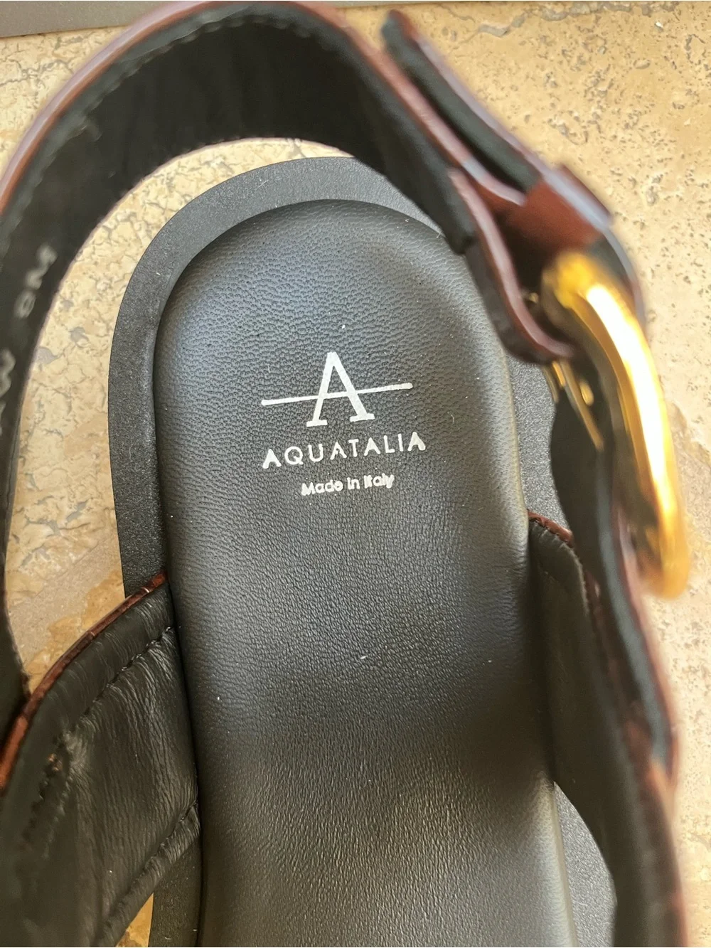 Aquatalia Brown Croc-Embossed Leather Double-Strap Men’s Sandals - Picture 2 of 7